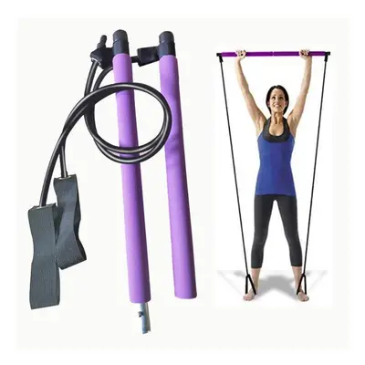 (Pink) Pilates Bar Stick with Resistance Band