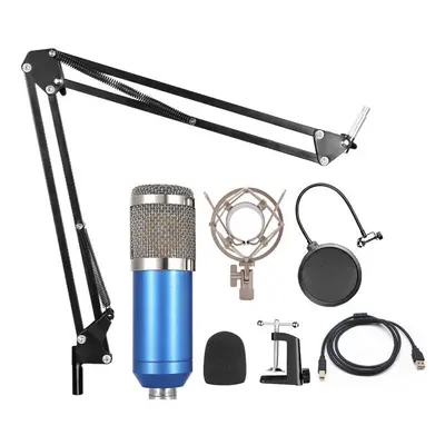 (Blue) Professional 192KHz/24Bit HD Free Drive USB Condenser Microphone Kit with Stand Mount