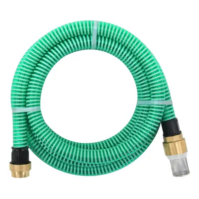 vidaXL Suction Hose Garden Hose Pipe with Brass Connectors Green 1.1" m PVC