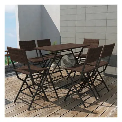 vidaXL Outdoor Dining Set Pieces Poly Rattan Brown Folding Bar Table Chairs