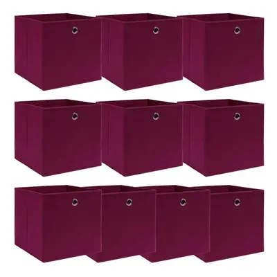 vidaXL 10x Storage Boxes Dark Red Fabric Foldable Garden Chest Case Organisers