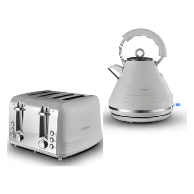 Tower Ash Grey 1.7L 3KW Pyramid Kettle & Slice Toaster Set