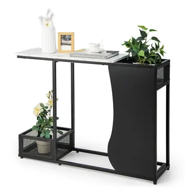 110cm Console Table w/ Plant Position Cube Marble Top Entryway Table