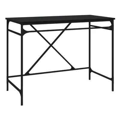 (black) vidaXL Desk Office Computer Desk Writing Desk Table Engineered Wood and Iron