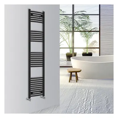 (Black, 1800x400mm) Warmehaus Curved Bathroom Heated Towel Rail Warmer Radiator Central Heating