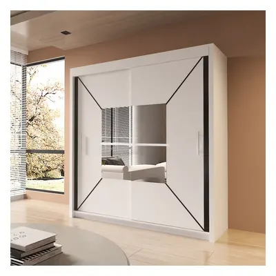 (203cm, LED) Nicola Stylish Mirror Sliding Door Wardrobe