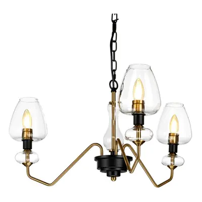 3 Bulb Pendant Light Fitting Aged Brass Finish Charcoal Black Paint LED E14 40W