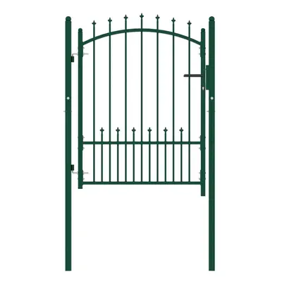 vidaXL Fence Gate with Spikes Steel 100x125 cm Green