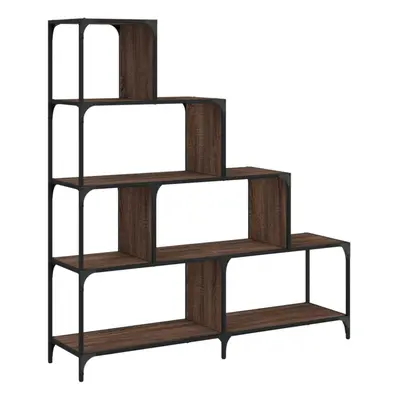 vidaXL Bookcase 4-Stair Bookshelf Cabinet Book Rack Brown Oak Engineered Wood