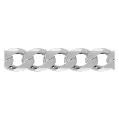 Jewelco London Men's Rhodium Plated Sterling Silver Diamond-cut Flat Curb 15.5mm Chain Bracelet,