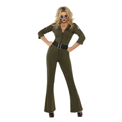 Smiffy's Women's Top Gun Aviator Costume, Jumpsuit & Belt, Top Gun, Size: 8-10, - top gun aviato