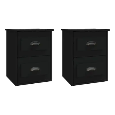 (black, pcs) vidaXL Wall-mounted Bedside Cabinets Floating Storage Cabinets Hanging Cabinet