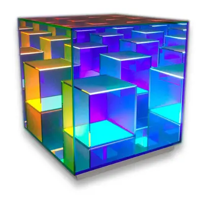 (Cube box-S) Cube LED Color Table Lamp Cube Box Acrylic Color Table Lamp for Bedroom Living Room