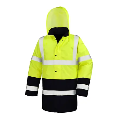 (XL, Fluorescent Yellow/Black) Result Mens Two Tone Safety Coat