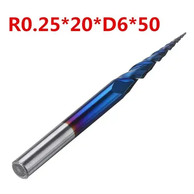 (R0.25*20*D6*50) NACO-blue R0.25/ R0.5/ R0.75/ R1.0 *20*D6*50 Flutes Ball Nose Milling Cutter