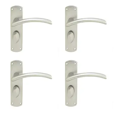 4x Arched Lever on Bathroom Backpalte Door Handle x 42mm Satin Chrome