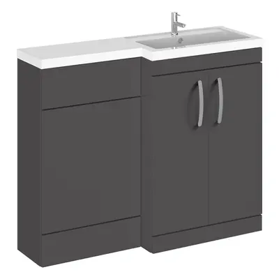 Level Furniture Combination Vanity Basin and WC Unit Right Hand - 1100mm x 390mm - Gloss Grey - 