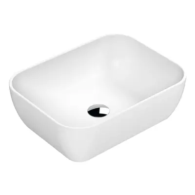 Square Matt Ceramic Countertop Vessel Without Overflow - 455mm - Matt White