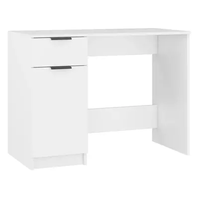 (White) vidaXL Desk Engineered Wood Home Office Computer Table Study Writing Desk