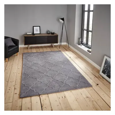 (120X170cm) Hong Kong Rugs HK8583 in Silver Geometric Soft Acrylic Mats