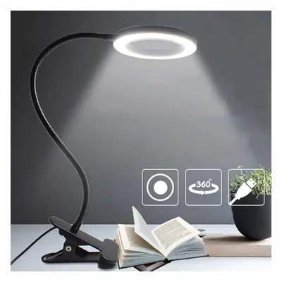 LED Book Lamp Clip Reading Light USB Power Black Flexible Hose Table Desk Headboard Home Study D