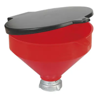 Solvent Safety Funnel with Hinged Flip Top - 2" Female Fitting - Fluid Transfer