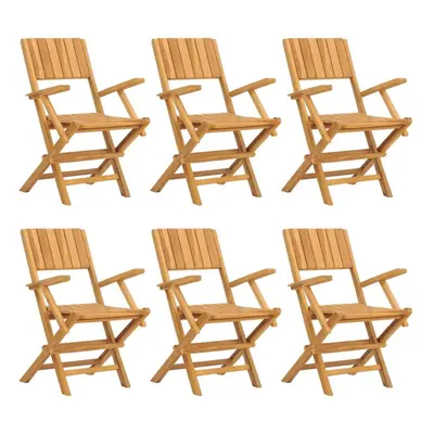 (6 pcs, with armrest) vidaXL Folding Garden Chairs Outdoor Chair Patio Wooden Chair Solid Wood T