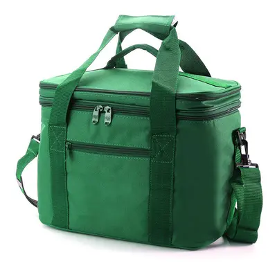 (Green) 33x20x27cm Oxford Double layer Insulated Lunch Bag Large Capacity Travel Outdoor Picnic 