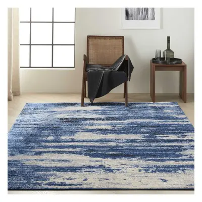 (Large 160x221cm) Calvin Klein Abstract Designer Rugs CK001 River Flow RFV01 in Blue Grey