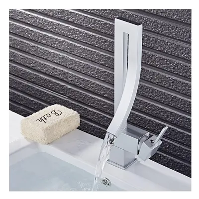 (white) Creative Orange Color Single Handle Waterfall Brass Basin Faucet Tap Hot and Cold Bathro