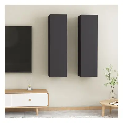 vidaXL 2x TV Cabinets Grey Chipboard Wall Mounted Cabinets Hifi Stand Indoor