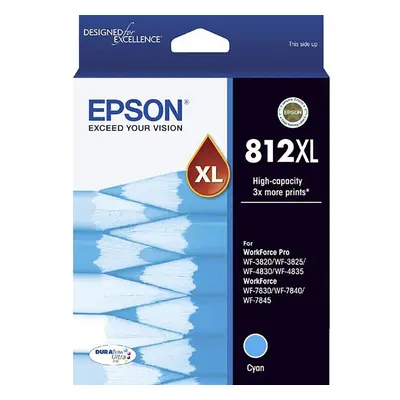 GENUINE Original Epson 812XL High Capacity Cyan Ink Cartridge Toner C13T05E292