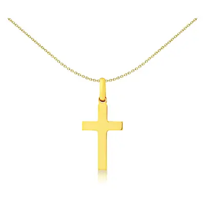 Jewelco London 9ct Yellow Gold Solid Flat 3mm Thick Plain Cross Pendant 20x12mm - CRNR02241