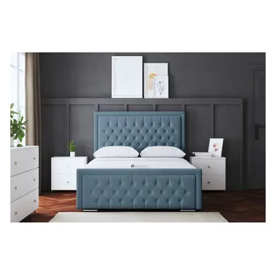 (Small Double, Blue) Allegra Upholstered Bed