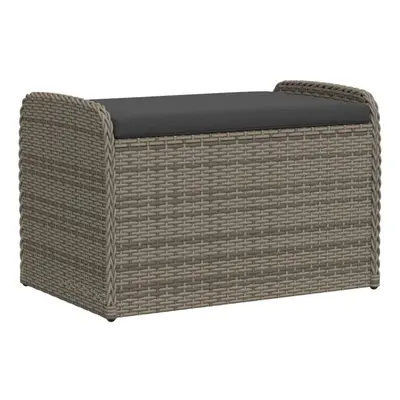 vidaXL Storage Bench with Cushion Outdoor Bench Storage Box Grey Poly Rattan