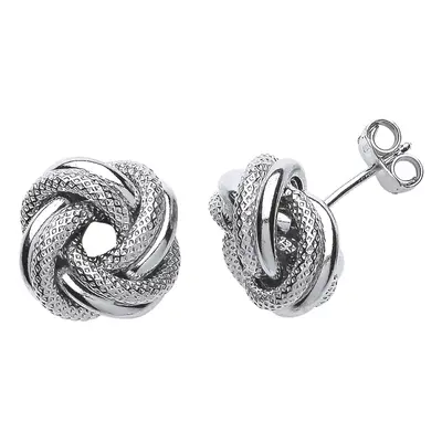 Jewelco London Ladies Sterling Silver Love Me Knot Stud Earrings - GVE516