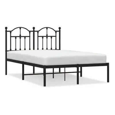 (black, x 190/with headboard) vidaXL Metal Bed Frame Bedroom Platform Bed Base Bedstead Mattress