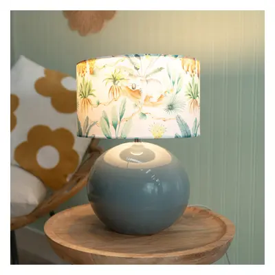 ValueLights Bosco Eucalyptus Ceramic Table Lamp with Tropical Shade