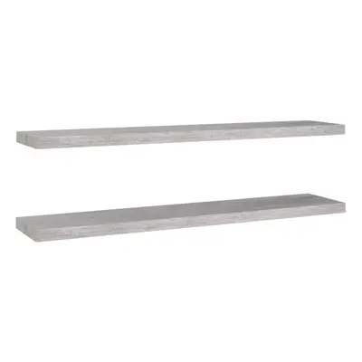 vidaXL 2x Floating Wall Shelves Concrete Grey MDF Bookcase Wall Board CD Rack