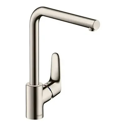 hansgrohe Focus kitchen tap with selectable swivel range and L-spout, stainless steel optic