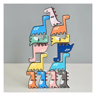 (Dinosaur) 11/13 Pcs Creative Panda Dinosaur Wooden Stacking Game Building Blocks Early Educatio