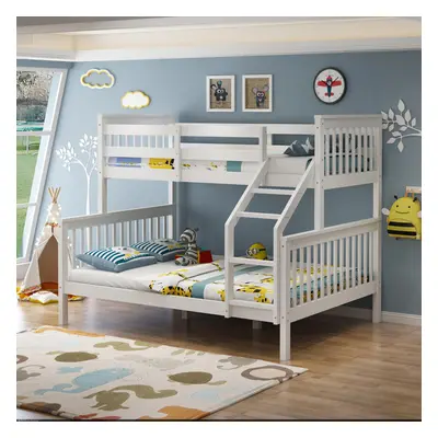 NOAH WHITE WOODEN TRIPLE SLEEPER BUNK BED - SINGLE & DOUBLE