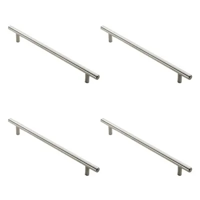 4x Round T Bar Cabinet Pull Handle x 12mm 768mm Fixing Centres Satin Nickel