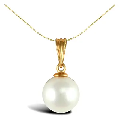 Jewelco London Ladies 9ct Yellow Gold Seawater Cultured Akoya Pearl Full Moon Pendant 7mm - JPD5