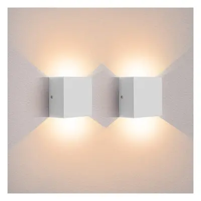 (White, Waterproof) 2Pcs Warm Light LED Wall Lamp Indoor/Outdoor LED Waterproof Modern Wall Ligh