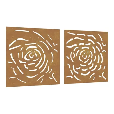 vidaXL Garden Wall Decoration Wall Art Decors pcs Corten Steel Rose Design