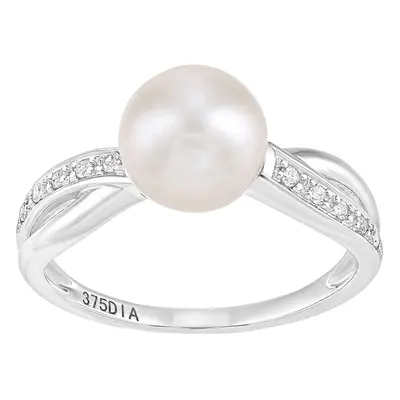 (L) Jewelco London 9ct White Gold Diamond And Cultured Pearl Ring - PR1AXL2585WPRL