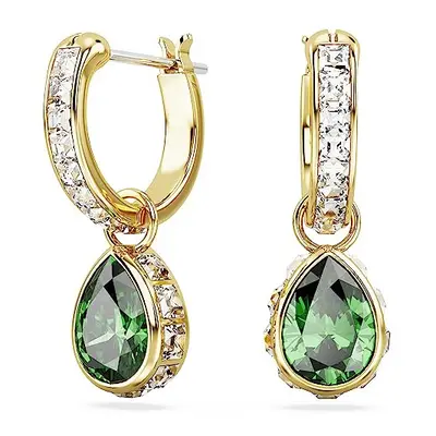 Swarovski Stilla Mini Hoop Drop Earrings, Green and Clear Crystals in a Gold-Tone Setting, from 