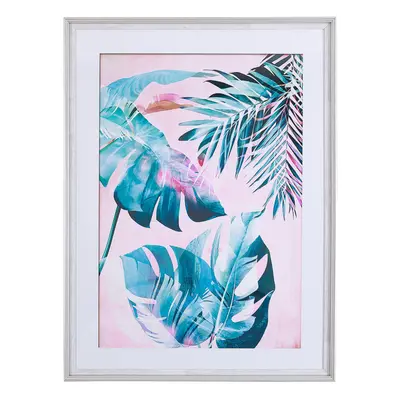 Framed Wall Print AGENA Rectangular x cm Floral Blue