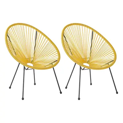 Set of Garden Chairs ACAPULCO II PE Rattan Yellow